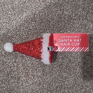 NWT Paper Source Sparkling Red Santa Hat Hair Clips